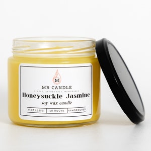 Honey Suckle Jasmine Scented Candle 9 oz Candle Mr Candle Men & Women Candles Candle Gifts 100% Soy Wax Sale image 3
