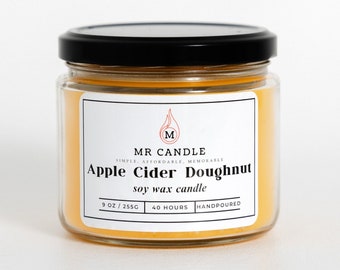 Bougie parfumée Donut au cidre de pomme | Bougie 9 oz | Monsieur Bougie | Bougies pour hommes et femmes| Cadeaux de bougies | 100 % cire de soja | Soldes !!!