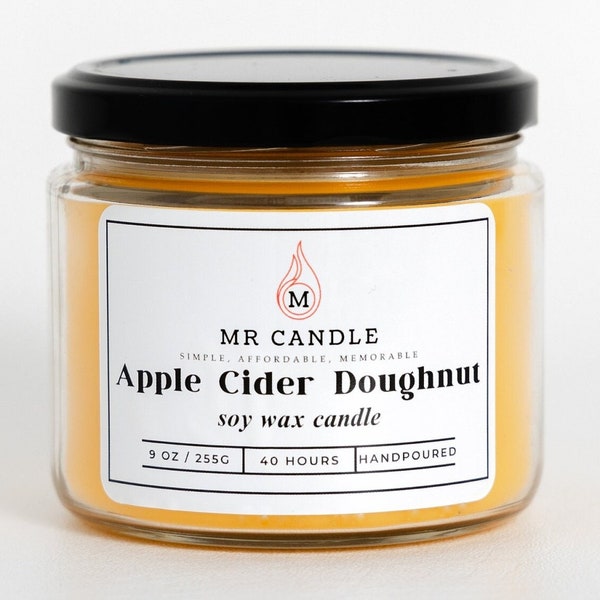 Apple Cider Donut Scented Candle | 9oz Candle | Mens & Womens Candles | Gifts | 100% Soy Wax Candle | Made In CT | SALE!!