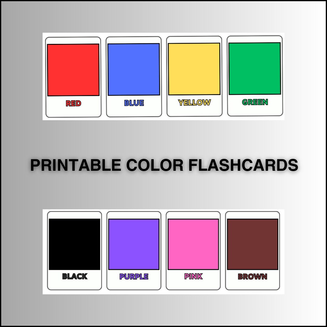 12 Printable Color Flashcards - Etsy