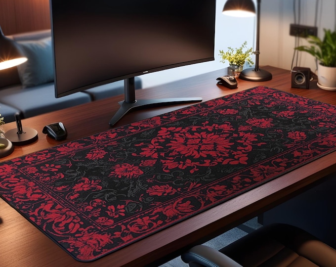 Victorian Lace Desk Mat: Gothic Floral, Dark Academia Office Decor