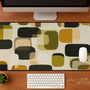 Mid Century Desk Mat: Retro Mod Olive Gold Mousepad