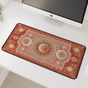 Celestial Sun Moon Desk Mat | Vintage Astrological Mouse Pad | Boho Cosmic Office Decor | Spiritual Gift for Her