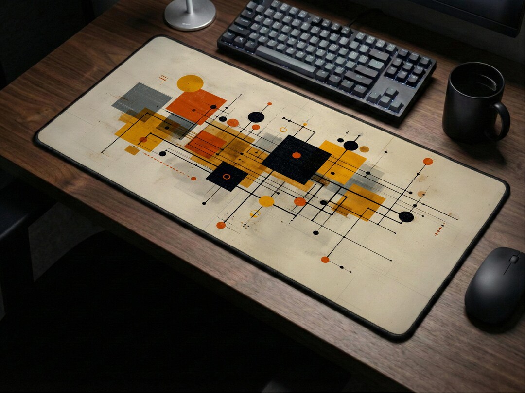 Vintage Schematic Desk Mat: Abstract Tech Mouse Pad, Retro Diagram ...