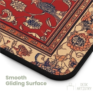 Persian Rug Desk Mat – Intricate Floral Pattern Mouse Pad | Elegant Vintage Desk Decor | Aesthetic Workspace Accessory for Home Office image 5