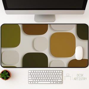 Geometric Desk Mat: Mid Century Modern Mouse Pad - Retro Office Decor