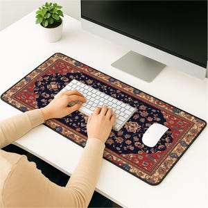 Persian Rug Desk Mat – Intricate Floral Pattern Mouse Pad | Elegant Vintage Desk Decor | Aesthetic Workspace Accessory for Home Office image 4