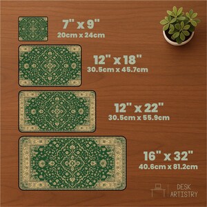 Emerald Green Rug Desk Mat: Persian Floral Mouse Pad image 4
