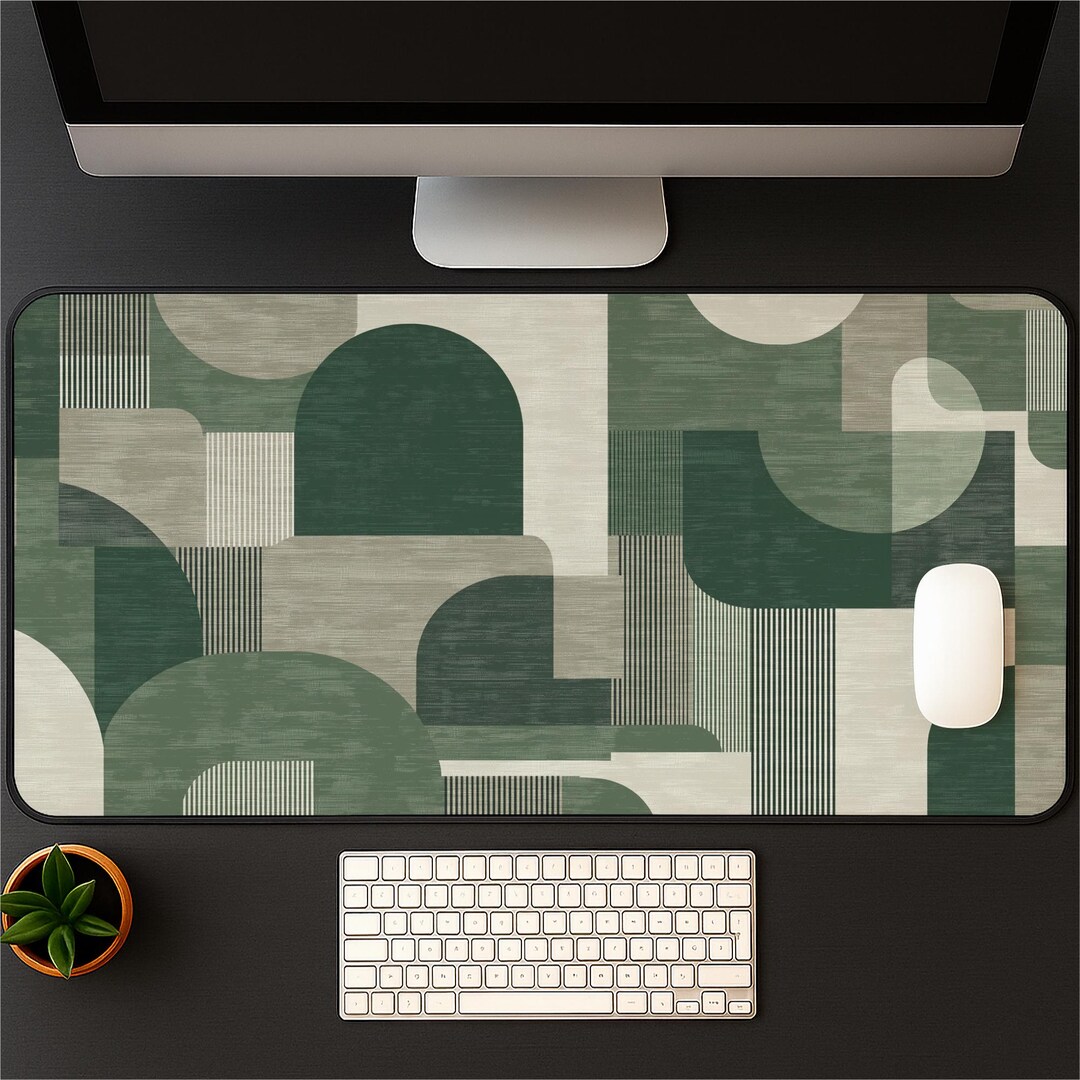 Sage Green Geometric Desk Mat: Modern Abstract Mousepad - Etsy