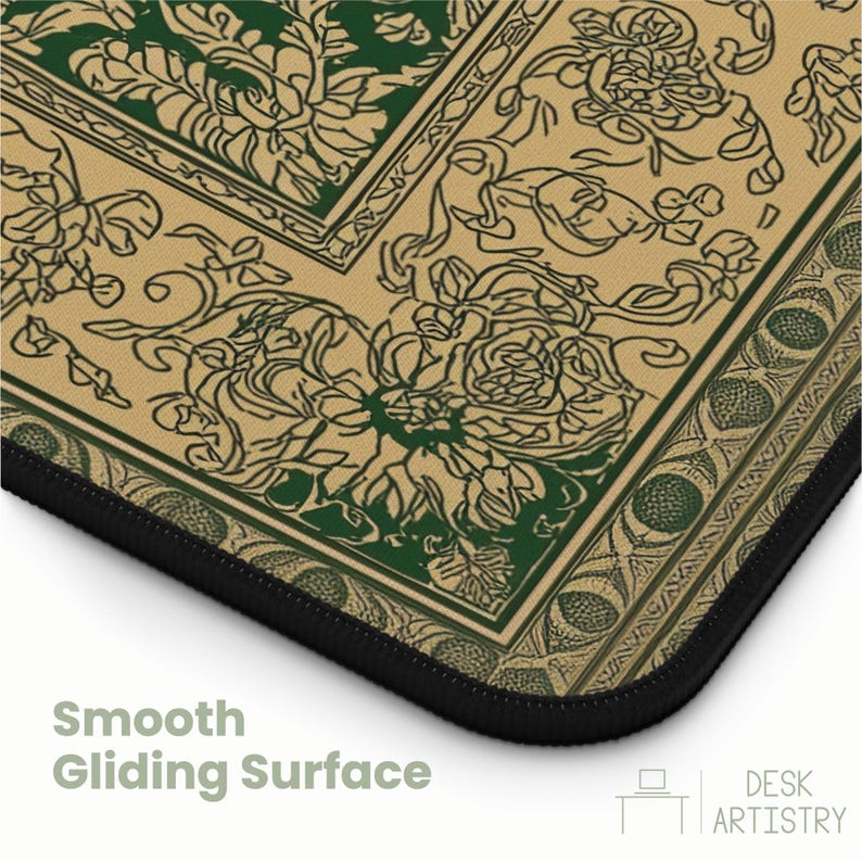 Emerald Green Rug Desk Mat: Persian Floral Mouse Pad image 5
