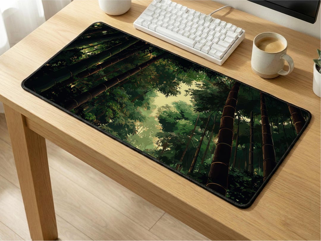 Bamboo Forest Desk Mat: Zen Garden Mouse Pad, Green Nature Decor ...