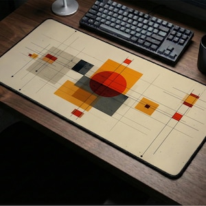 Minimalist Grid Desk Mat: Technical Blueprint Mouse Pad, Bauhaus Lines Office Decor, Structural Art Keyboard Mat, Architect Engineer Gift