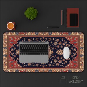 Persian Rug Desk Mat – Intricate Floral Pattern Mouse Pad | Elegant Vintage Desk Decor | Aesthetic Workspace Accessory for Home Office image 8