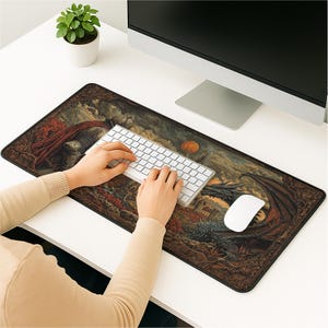 Gothic Dragon Desk Mat: Medieval Knight Castle Gaming Pad image 5