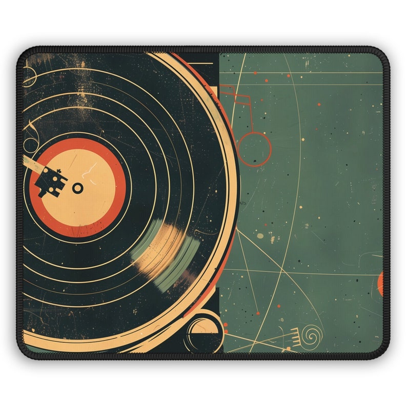 Vintage Vinyl Record Desk Mat Retro Music Themed Office Decor for