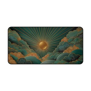 Art Deco Desk Mat with Golden Sun Design, Large Artistic Mouse Pad, Elegant Desk Pad for Office, Gaming, and Home Workspace Decor image 11