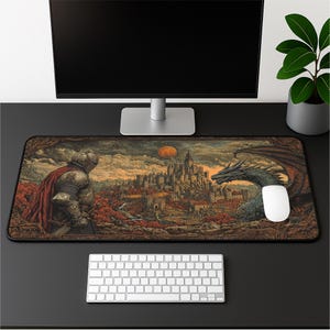 Gothic Dragon Desk Mat: Medieval Knight Castle Gaming Pad image 10