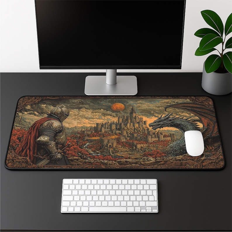 Gothic Dragon Desk Mat: Medieval Knight Castle Gaming Pad image 10