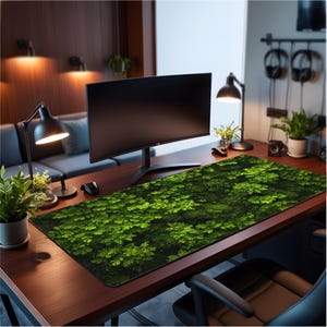 Mossy Greenery Desk Mat: Lush Botanical Office Protector