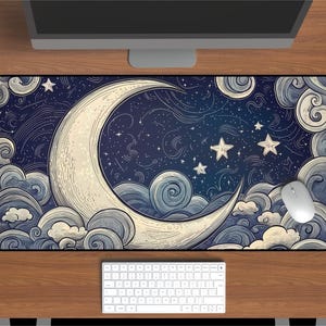 Crescent Moon Desk Mat: Dreamy Celestial Home Office Decor