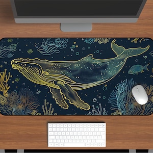 Humpback Whale Desk Mat: Underwater Marine Life Mousepad