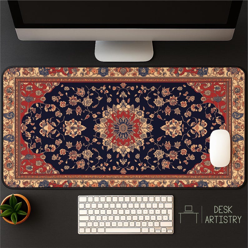 Desk Rug Pattern Persian Rug Desk Mat – Intricate Floral Pattern Mouse Pad | Elegant ...