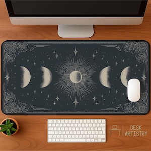 Moon Phase Desk Mat: Celestial Starry Mousepad - Astrology Gift