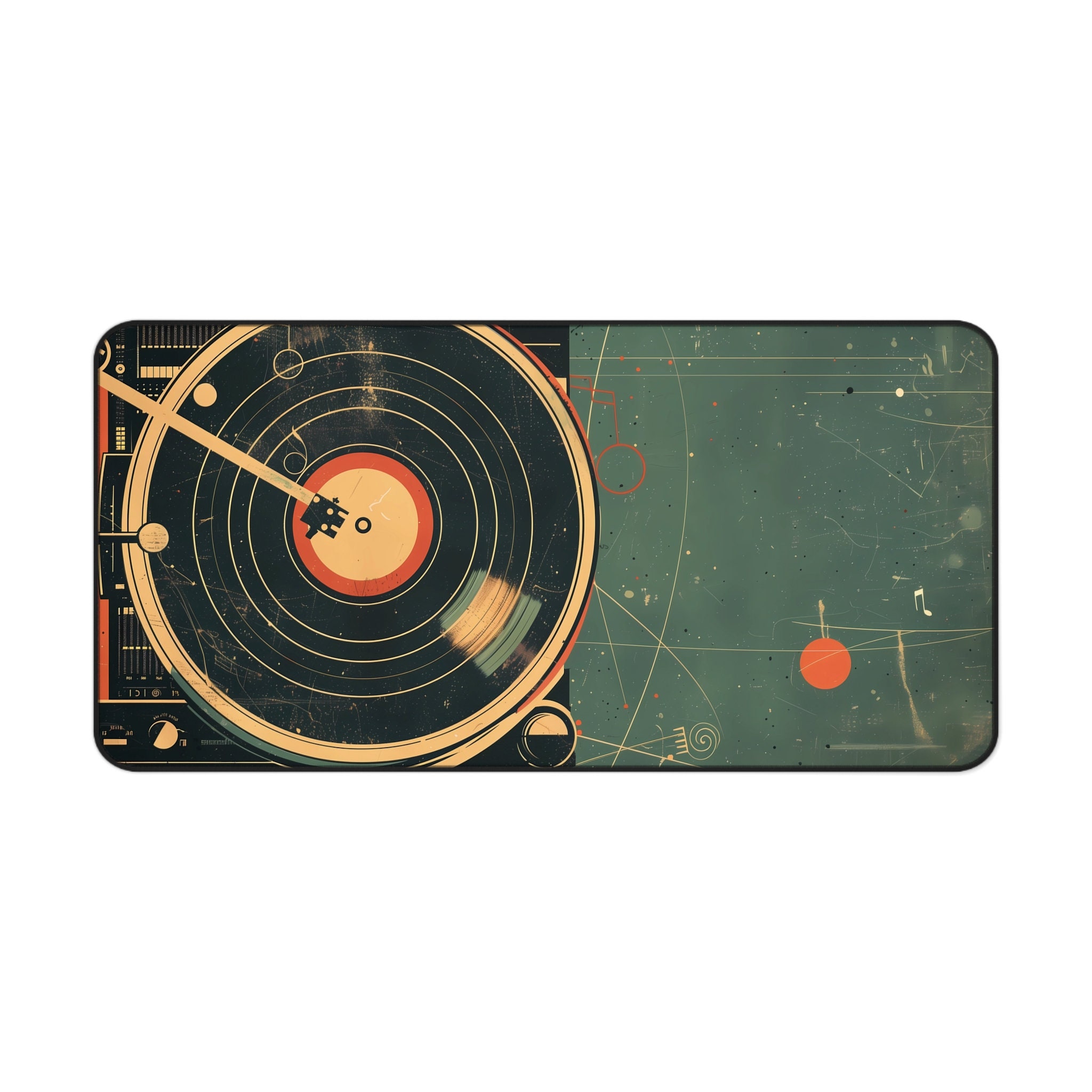 Vintage Vinyl Record Desk Mat Retro Music Themed Office Decor for