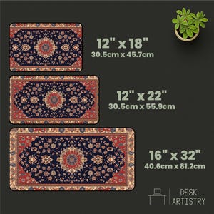 Persian Rug Desk Mat – Intricate Floral Pattern Mouse Pad | Elegant Vintage Desk Decor | Aesthetic Workspace Accessory for Home Office image 3