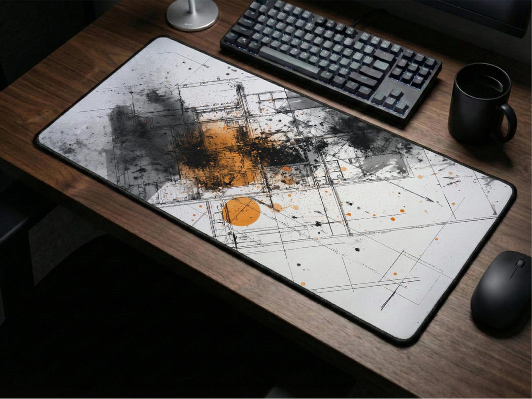 Blueprint Table Mat Architectural Sketch Desk Mat: Blueprint Art Mouse Pad, Industrial ...