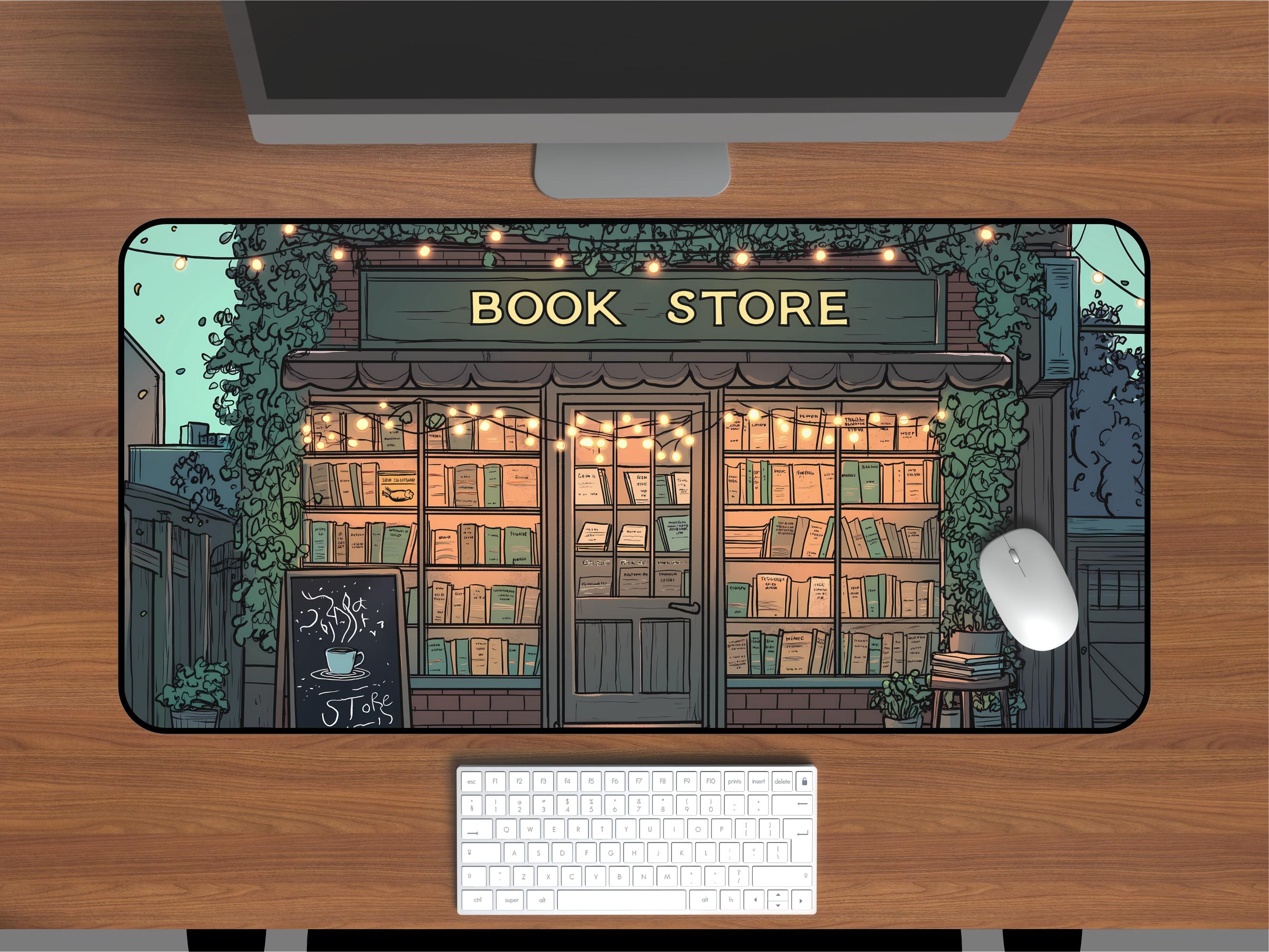 Magical Bookstore Desk Mat | Aesthetic Book Lover Mouse Pad, Whimsical ...
