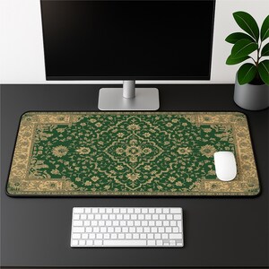Emerald Green Rug Desk Mat: Persian Floral Mouse Pad image 10