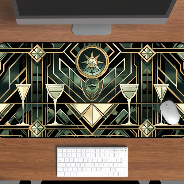 Art Deco Elegance Mousepad - Luxurious Geometric Design Desk Mat, Vintage Style Office Decor, Sophisticated Workspace Accessory