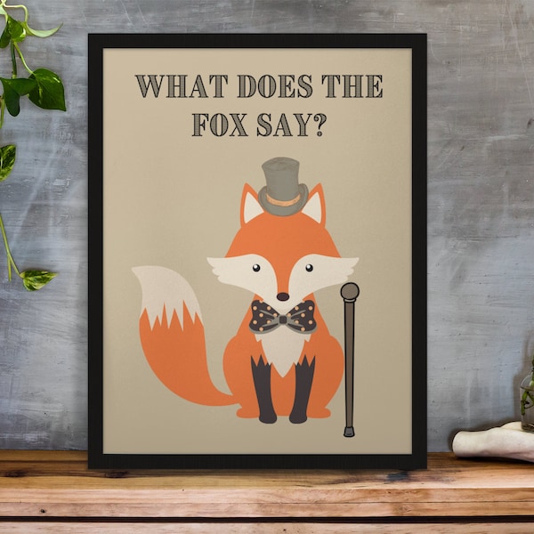 What Does the Fox Say Printable Wall Art | Fox Nursery Decor | Woodland Animal Prints |  Fox Love Print | Fox Nursery Art |
