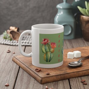 Flowering Cactus Coffee Mug | Cacti Mug | Cute Cactus Mug | Cactus Gifts | Death Valley Mug | 11oz Cactus Mug
