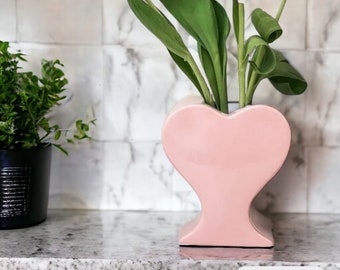 Handmade Cute Heart Vase | Ceramic Minimalist Heart Planter | Decorative Love Design | Heart Fresh And Dried Flowers Vase | Gift for Her