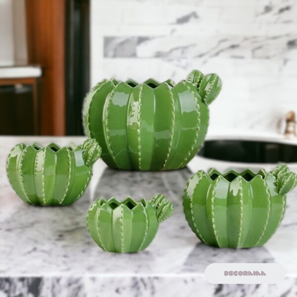 Handmade Cute Cactus Vase | Cute Cactus Home Decor | Indoor Ceramic Plant Pot | Plant Lover House Warming Gift | Fresh & Dried Flower Vase
