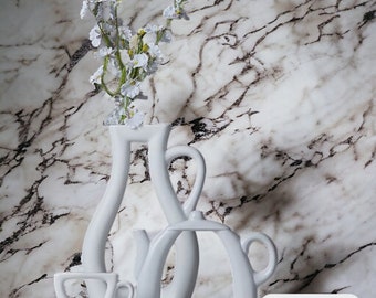 Ceramic Outline Vases | Unique Minimalist Elegant Silhoutte Vase | Ceramic Framed Vases | Unique Retro Home Decor | Artistic Gift For Her