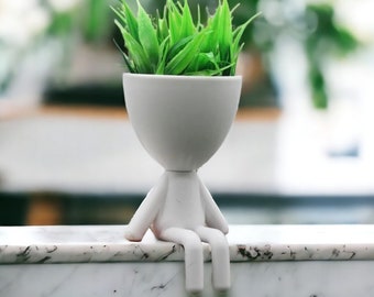 Leuke kleine menselijke plantenpot voor binnen | Decoratieve plantenpot | Charmant miniatuur botanisch cadeau | Humanoïde persoon Pot | Sappige plantenbak