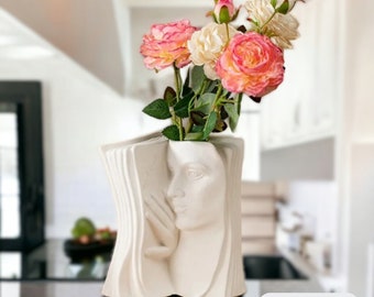 Handmade Book Vase | Unique Human Story Book Home Decor | Indoor Ceramic Plant Pot | Unique Housewarming Gift | Fresh & Dried Flower Vase