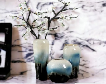 Vintage Winter Night Vases | Unique Ceramic Fresh & Dried Flower Vase | Mid-Century Home Decor | Indoor Pot | Classic House Warming Gift