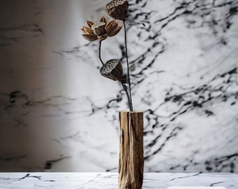 Handmade Retro Wooden Vase | Handmade Fresh And Dried Flower Vase | Retro Wooden Plant Pot | Rustic Home Decor | Vintage Housewarming Gift