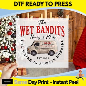 Wet Bandits Van DTF Transfer, Crochet Style, Nostalgic Decor