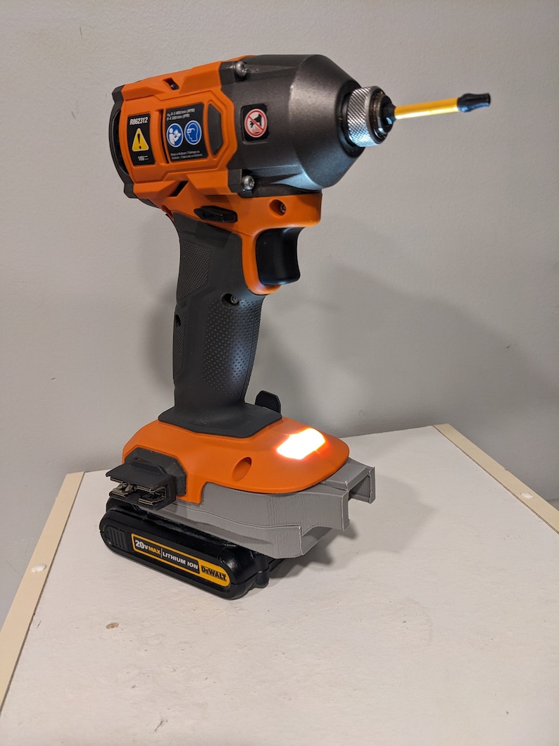DeWalt 20v to Ridgid 18v Battery Adapter (Made in the USA 3D Printed) image 2