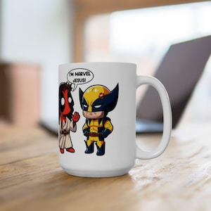 Whimsical Comic Character Ceramic Mug | Superhero Funny Cup, Cartoon Coffee Cup, Gift for Geeks, Birthday, Holidays, Home Decor