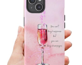 Pink Champagne Phone Case, Gift For Her,  Cute & Trendy Phone Case, Impact Resistant / iPhone 15, 14, 13, 12, 11, Samsung, Google Pixel