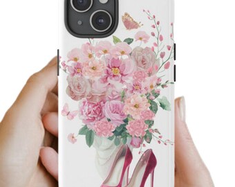 Flowers & Butterflies Phone Case, Gift For Her, Gift For Mom, Tough Phone Case, Impact Resistant / iPhone 15, 14, 13, 12, 11, Samsung Google