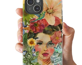 Spring Coquette Watercolor Collage Phone Case, Preppy Aesthetic, iPhone 15 14 13 12 11 Pro Max 8 Plus X, Samsung Galaxy S23 S22 S20 Ultra
