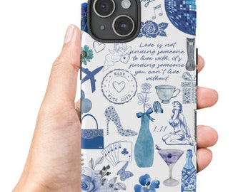 Navy Blue Collage Phone Case, Gift For Her, Collage Cute & Trendy Phone Case, Impact Resistant / iPhone 15, 14, 13, 12, 11, Samsung