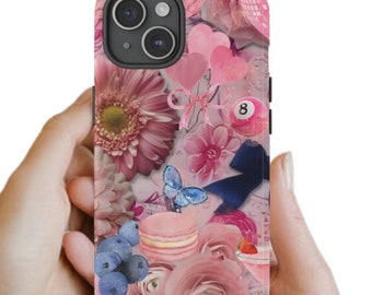 Coquette 8 Ball Collage Phone Case, Preppy and Cute Aesthetic, iPhone 15 14 13 12 11 Pro Max 8 Plus X, Samsung Galaxy S23 S22 S20 Ultra